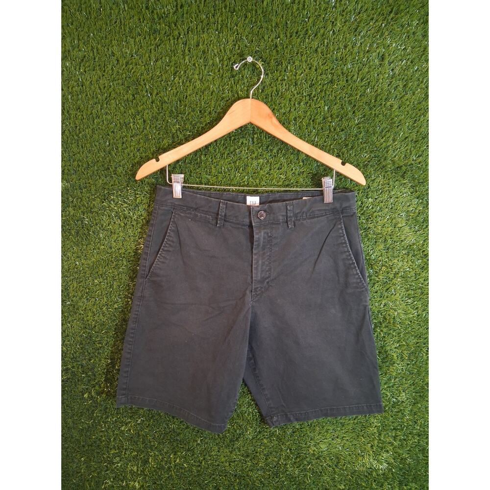 GAP Essential Khaki Shorts Men’s 32 Black 10" Inseam Flat Front Casual Chino